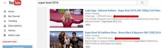 YouTube Advertising superbowl example